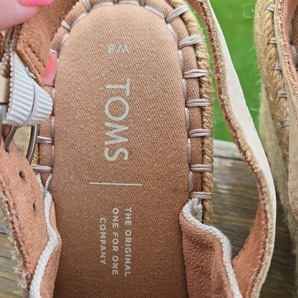TOMS Monica Natural Canvas Women's Wedge Heel Sandals 8